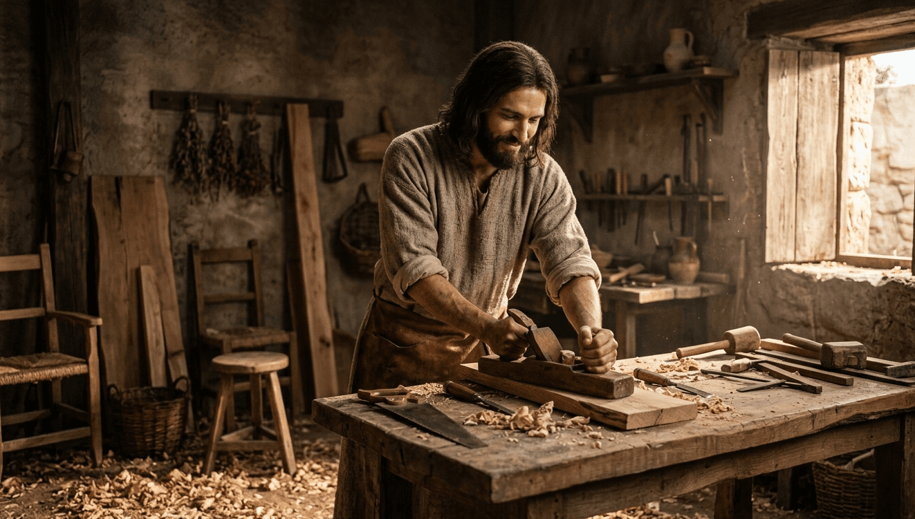 Jesus working as a carpenter